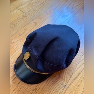 Black Baker Boy Cap with Gold Hardware